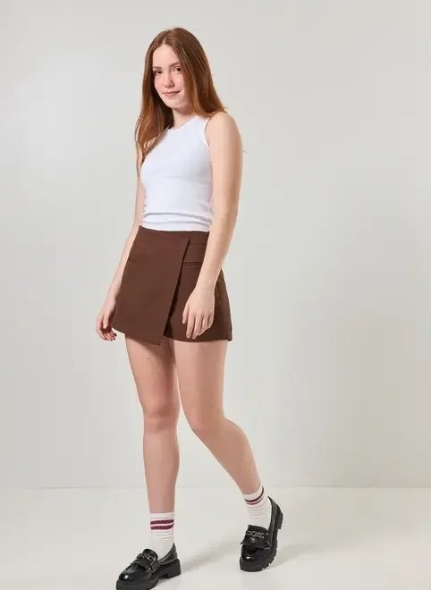 short saia alfaiataria cós assimétrico short saia alfaiataria cós assimétrico