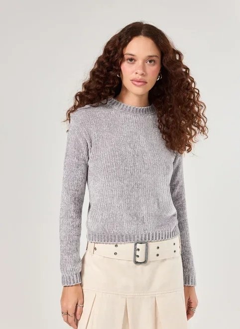 blusa manga longa tricô cinza blusa manga longa tricô cinza