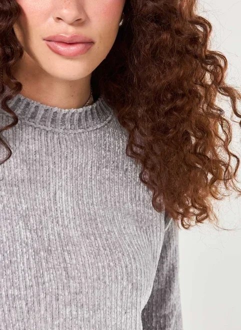 blusa manga longa tricô cinza blusa manga longa tricô cinza