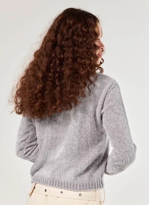 blusa manga longa tricô cinza blusa manga longa tricô cinza