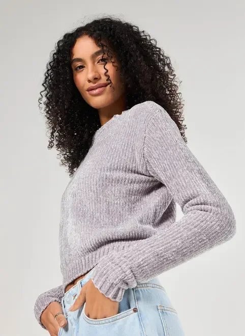 blusa manga longa tricô cinza blusa manga longa tricô cinza