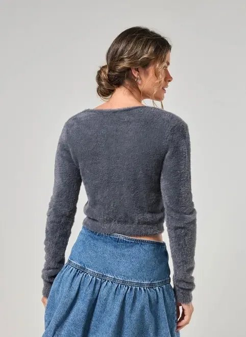 cardigan cropped cinza pelinhos cardigan cropped cinza pelinhos