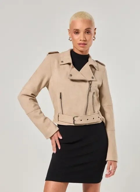 jaqueta perfecto suede bege jaqueta perfecto suede bege