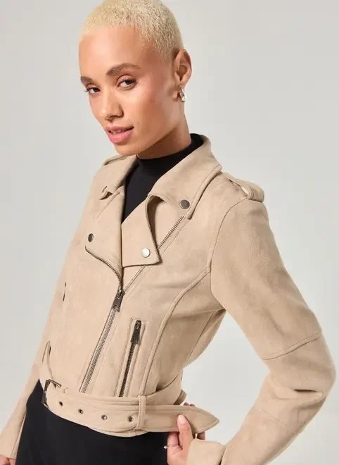 jaqueta perfecto suede bege jaqueta perfecto suede bege