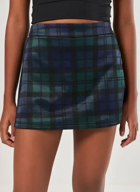 short saia xadrez azul short saia xadrez azul