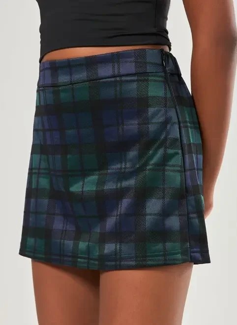 short saia xadrez azul short saia xadrez azul