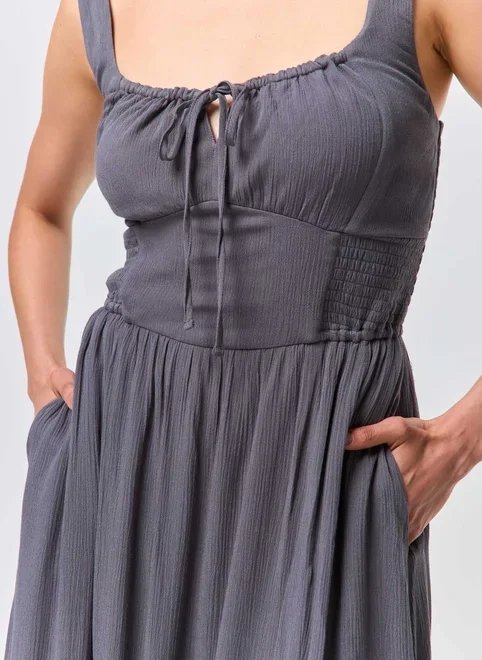 vestido longo cinza corsetado vestido longo cinza corsetado