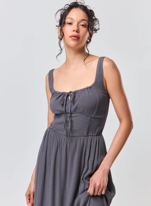 vestido longo cinza corsetado vestido longo cinza corsetado