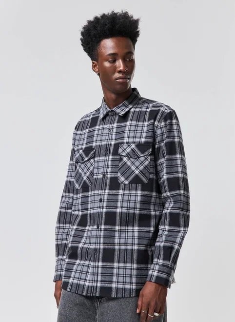 camisa xadrez manga longa estruturada camisa xadrez manga longa estruturada