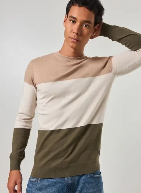 blusa de manga longa listrada em tricô blusa de manga longa listrada em tricô