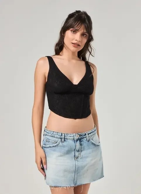 cropped corselet preto com renda cropped corselet preto com renda