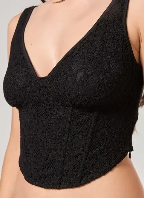 cropped corselet preto com renda cropped corselet preto com renda