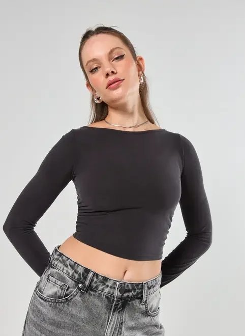 blusa manga longa decote canoa blusa manga longa decote canoa