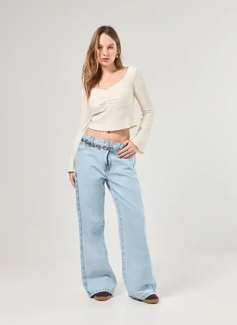 blusa manga longa textura busto franzido blusa manga longa textura busto franzido