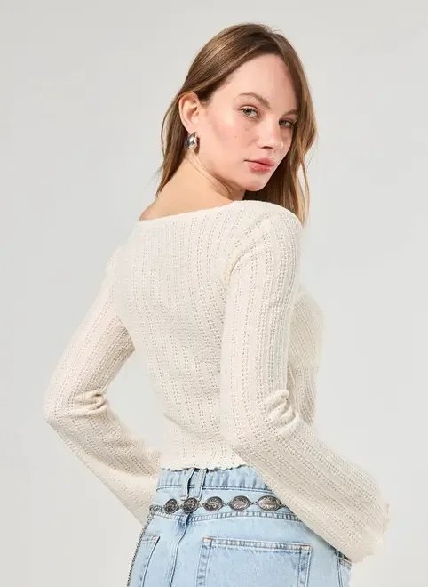 blusa manga longa textura busto franzido blusa manga longa textura busto franzido