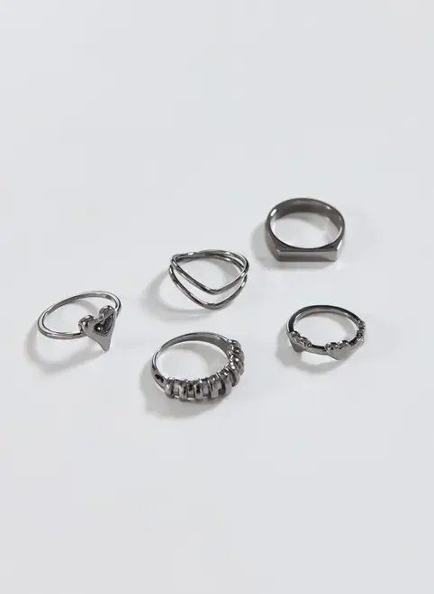 conjunto 5 anéis tom onix coração conjunto 5 anéis tom onix coração