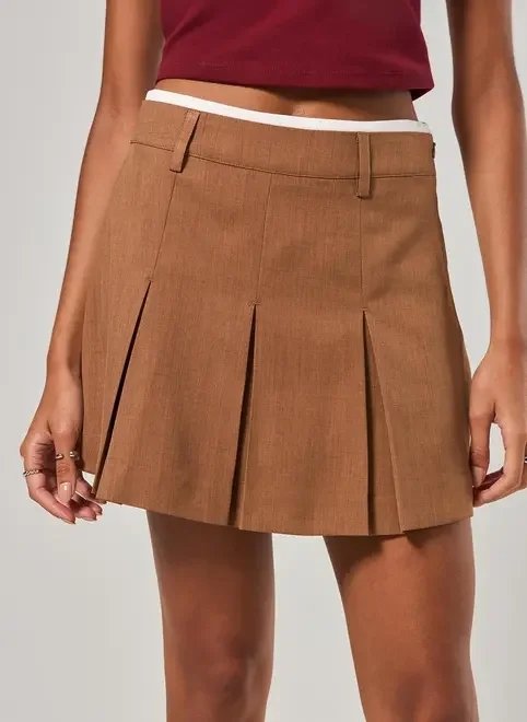 saia plissada caqui saia plissada caqui