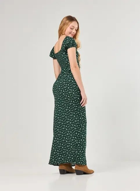 vestido midi verde florido vestido midi verde florido