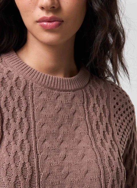 blusa manga longa cropped tricô vazado blusa manga longa cropped tricô vazado