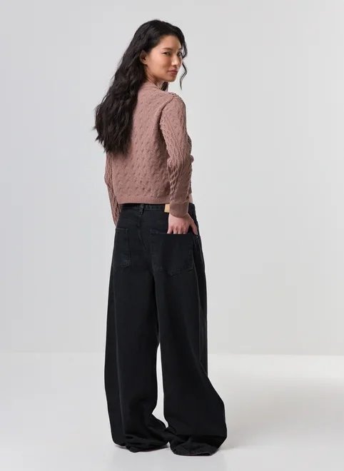 blusa manga longa cropped tricô vazado blusa manga longa cropped tricô vazado