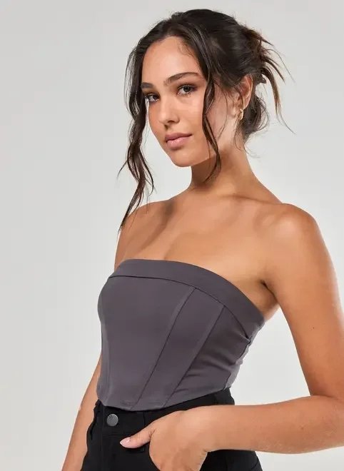 cropped corselet cinza chumbo cropped corselet cinza chumbo