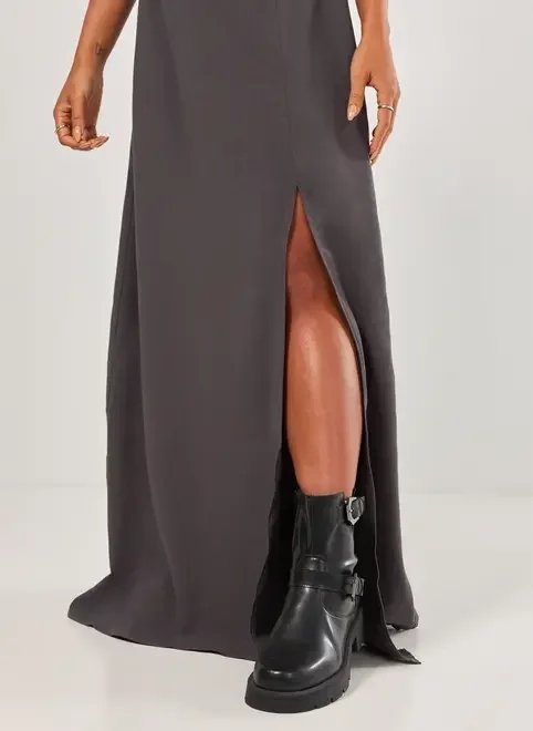 vestido longo com fenda e amarração vestido longo com fenda e amarração