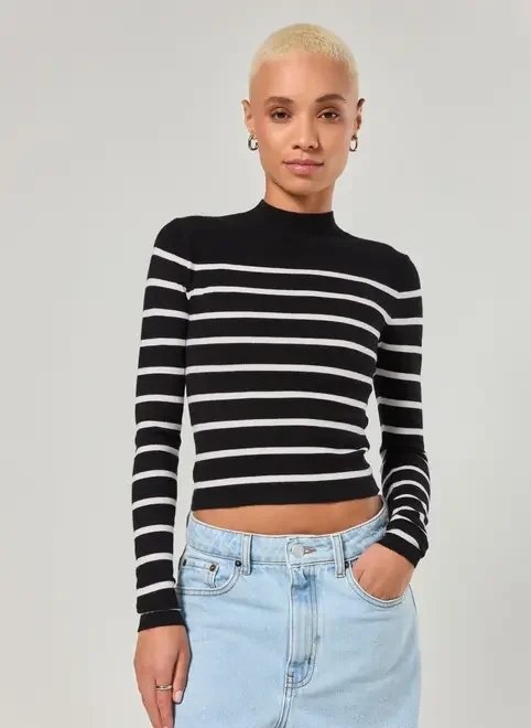 blusa malha retilínea manga longa blusa malha retilínea manga longa