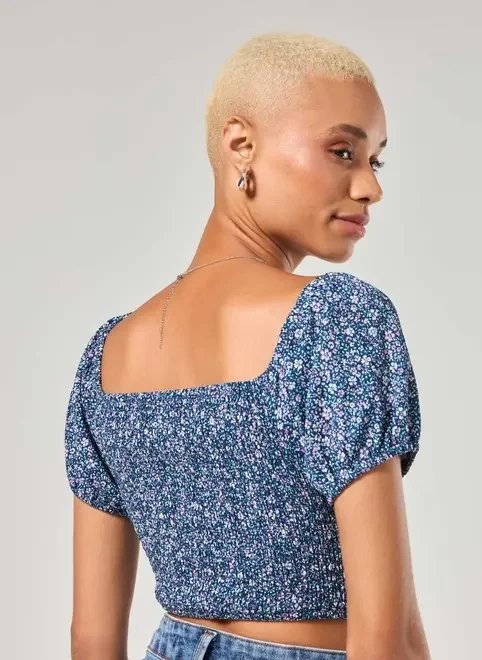 cropped azul-marinho florido cropped azul-marinho florido