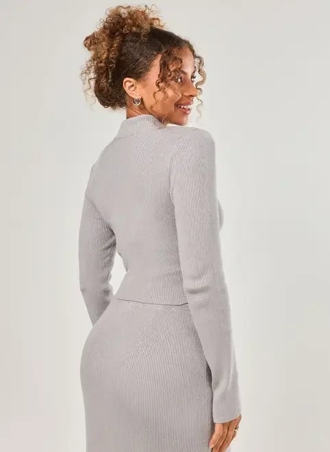 cropped manga longa tricô canelado cropped manga longa tricô canelado