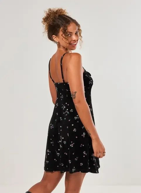 vestido curto veludo preto florido vestido curto veludo preto florido
