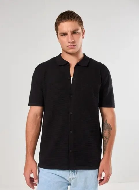 camisa manga curta malha retilínea camisa manga curta malha retilínea