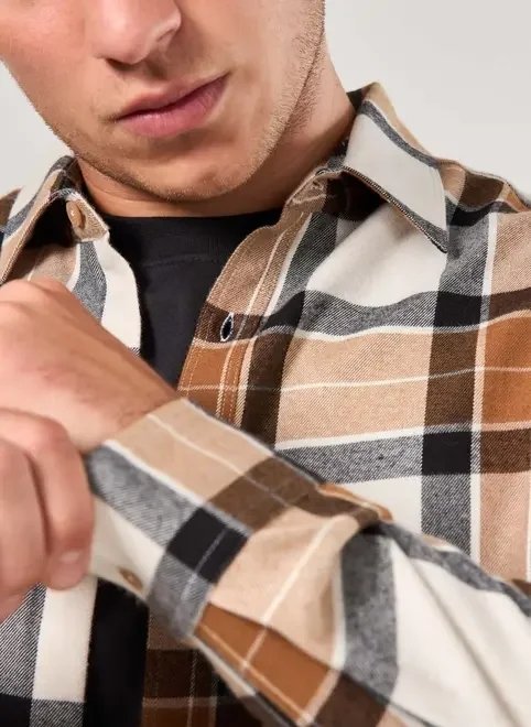 camisa manga longa xadrez marrom camisa manga longa xadrez marrom