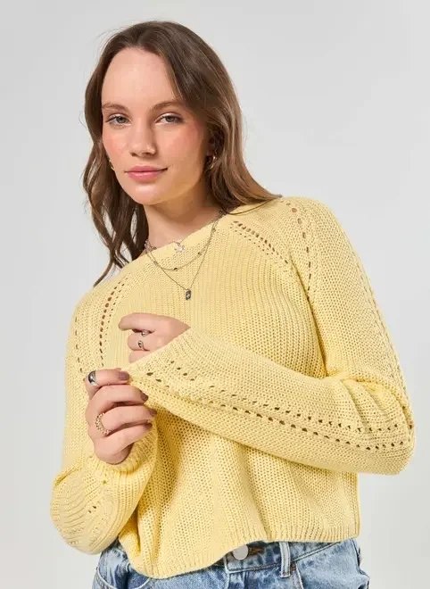 blusa amarela manga longa tricô blusa amarela manga longa tricô