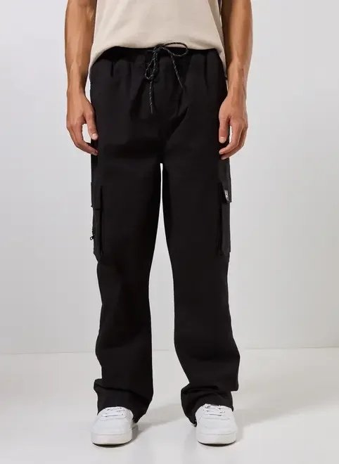 calça sarja reta cargo com cadarço calça sarja reta cargo com cadarço