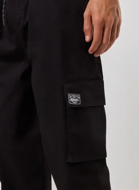 calça sarja reta cargo com cadarço calça sarja reta cargo com cadarço