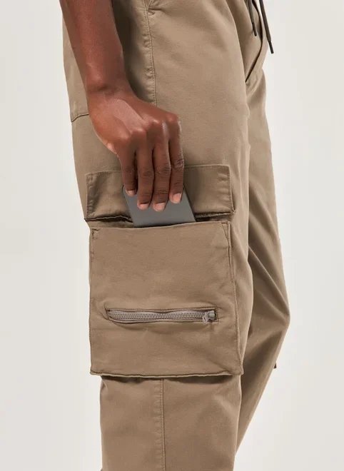 calça sarja reta cargo com cadarço calça sarja reta cargo com cadarço