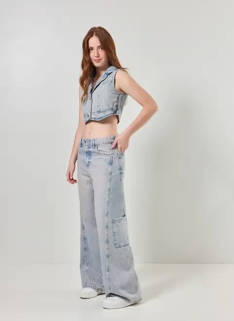 calça wide leg cintura baixa jeans dirty calça wide leg cintura baixa jeans dirty