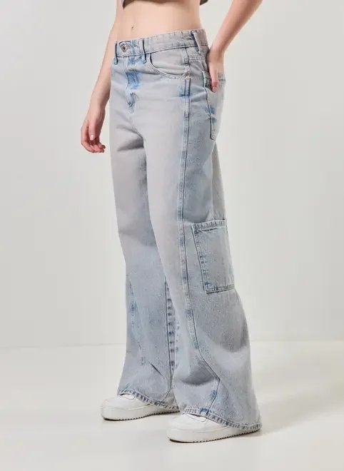 calça wide leg cintura baixa jeans dirty calça wide leg cintura baixa jeans dirty