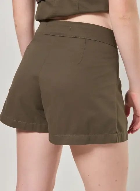 short saia sarja verde militar short saia sarja verde militar