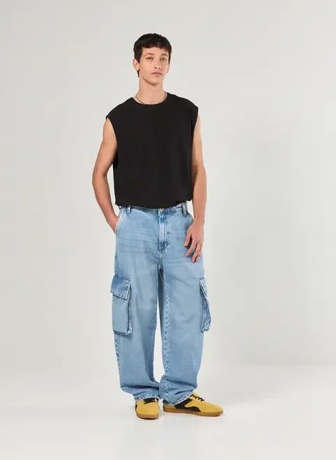 calça jeans baggy bolsos cargo calça jeans baggy bolsos cargo