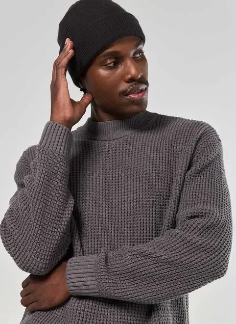 blusa de tricô oversized cinza chumbo blusa de tricô oversized cinza chumbo