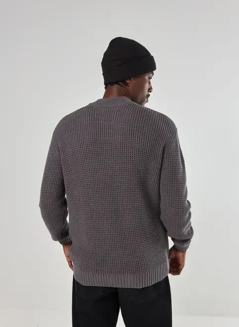 blusa de tricô oversized cinza chumbo blusa de tricô oversized cinza chumbo