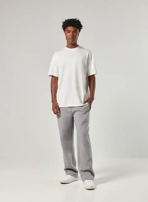 calça moletom cinza reta calça moletom cinza reta