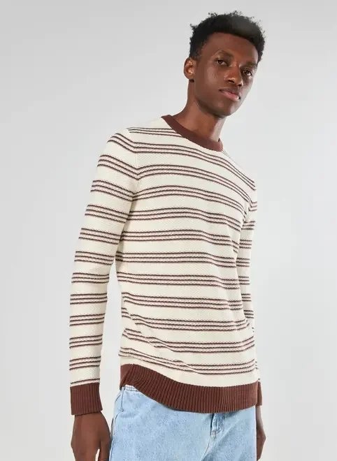 blusa em malha retilínea listrada blusa em malha retilínea listrada