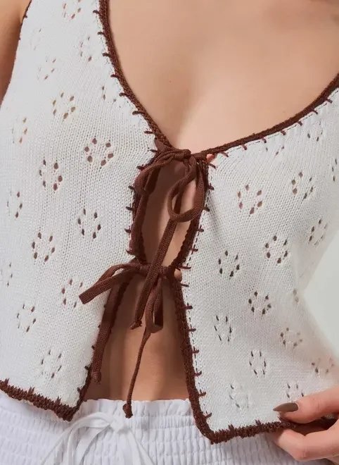 blusa malha retilínea amarração blusa malha retilínea amarração