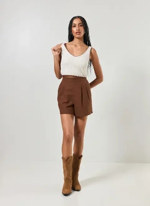 cropped tricô ponto aberto off-white cropped tricô ponto aberto off-white