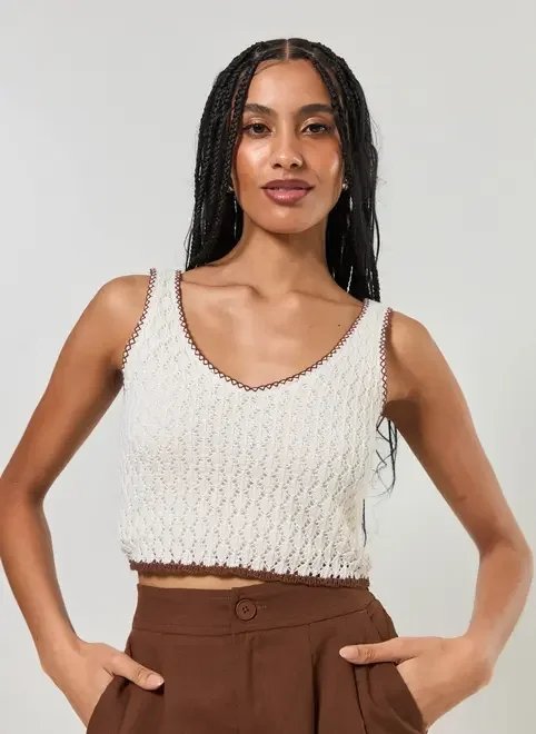 cropped tricô ponto aberto off-white cropped tricô ponto aberto off-white