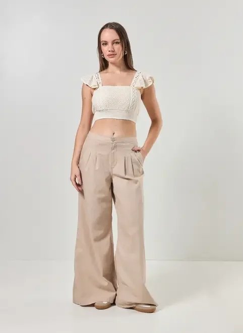 calça pantalona sarja areia calça pantalona sarja areia