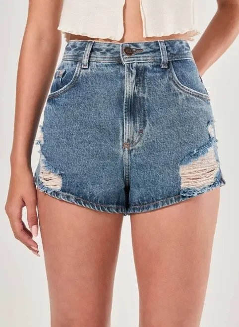 short jeans desfiado cintura alta short jeans desfiado cintura alta