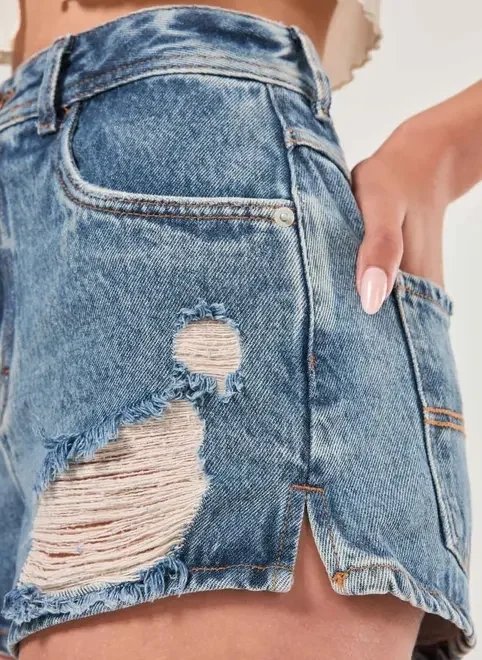 short jeans desfiado cintura alta short jeans desfiado cintura alta